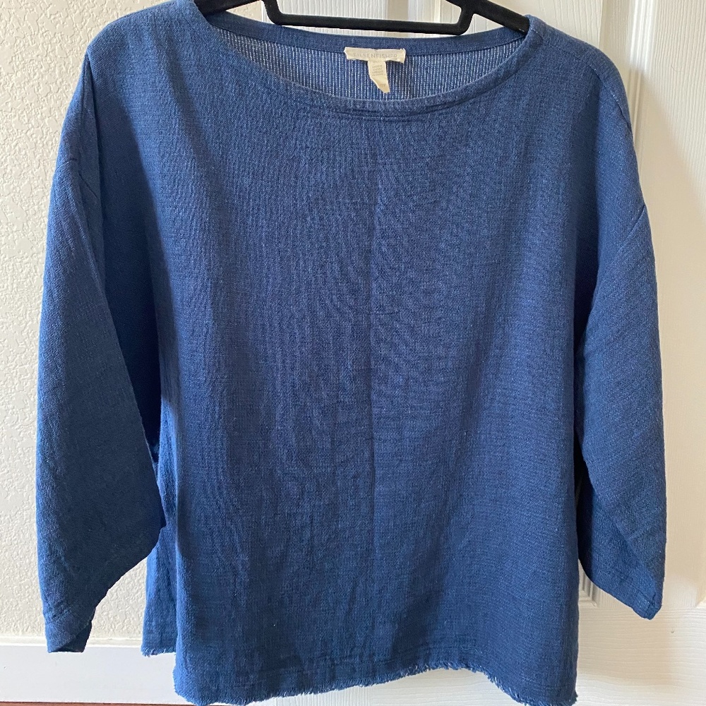 Eileen Fisher Double Weave Organic Linen/Cot. Top